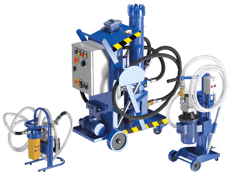 Gruppo di sistemi di filtraggio e trasferimento fluidi professionali (Gruppo UFM). Soluzioni modulari e mobili per applicazioni industriali.